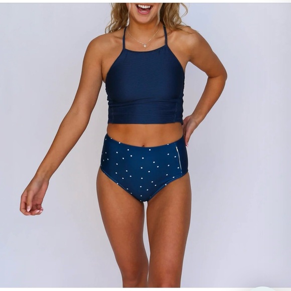 NANI Textured Navy Midkini Top M NWT - Picture 1 of 12
